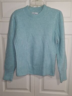 next Mock Neck Wool Blend Sweater - S - Robins Egg Blue